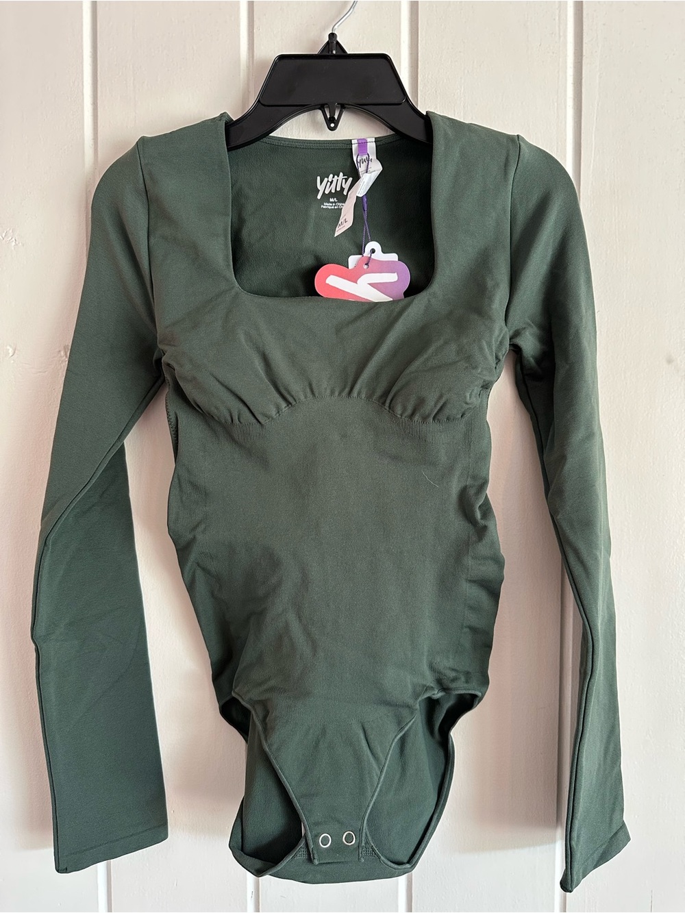 YITTY by: Fabletics Long-Sleeve One-Piece Bodysuit in Forest Green